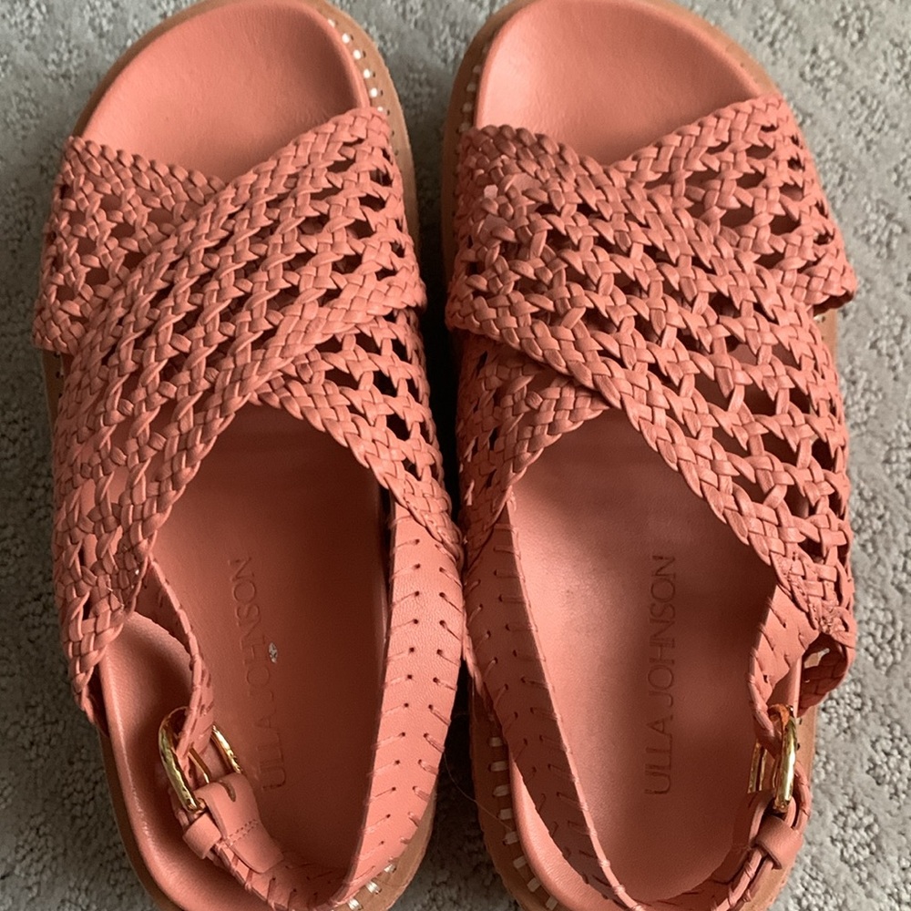 Ulla Johnson Women's Woven Platform Sandals - Coral